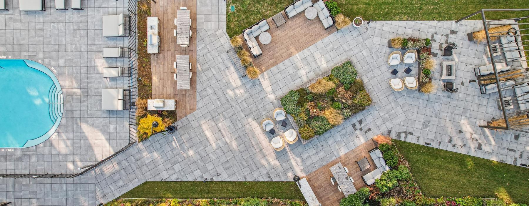 aerial view of a court yard