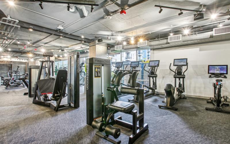 a gym with exercise equipment